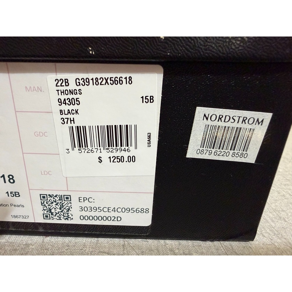 Chanel Women's US Size 7 Black with Pearls Flat Buckle Thong Sandals $1,250 - Picture 15 of 16